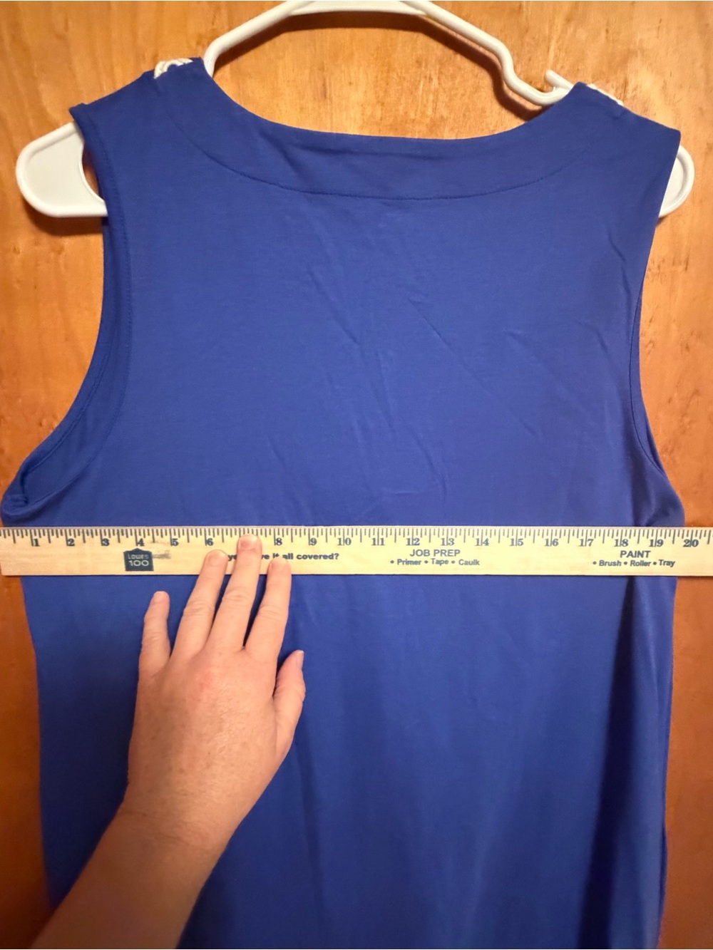 Lands' End Royal Blue Sleeveless Tank Top with‎ White Crochet Neckline - Picture 7 of 11